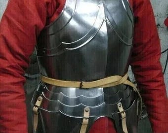 スチール製上半身鎧 胸当て キュイラス ジャケット | LARPバトル用キュイラス | LARPや再現劇用の手鍛造中世プレートアーマー