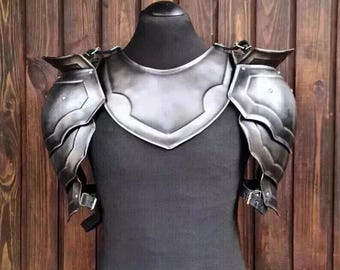 Medieval Pauldrons Shoulder With Gorget | Armor Knight Larp Reenactment Pauldrons Set With Gorget | Pauldrons And Gorget For LARP Costume