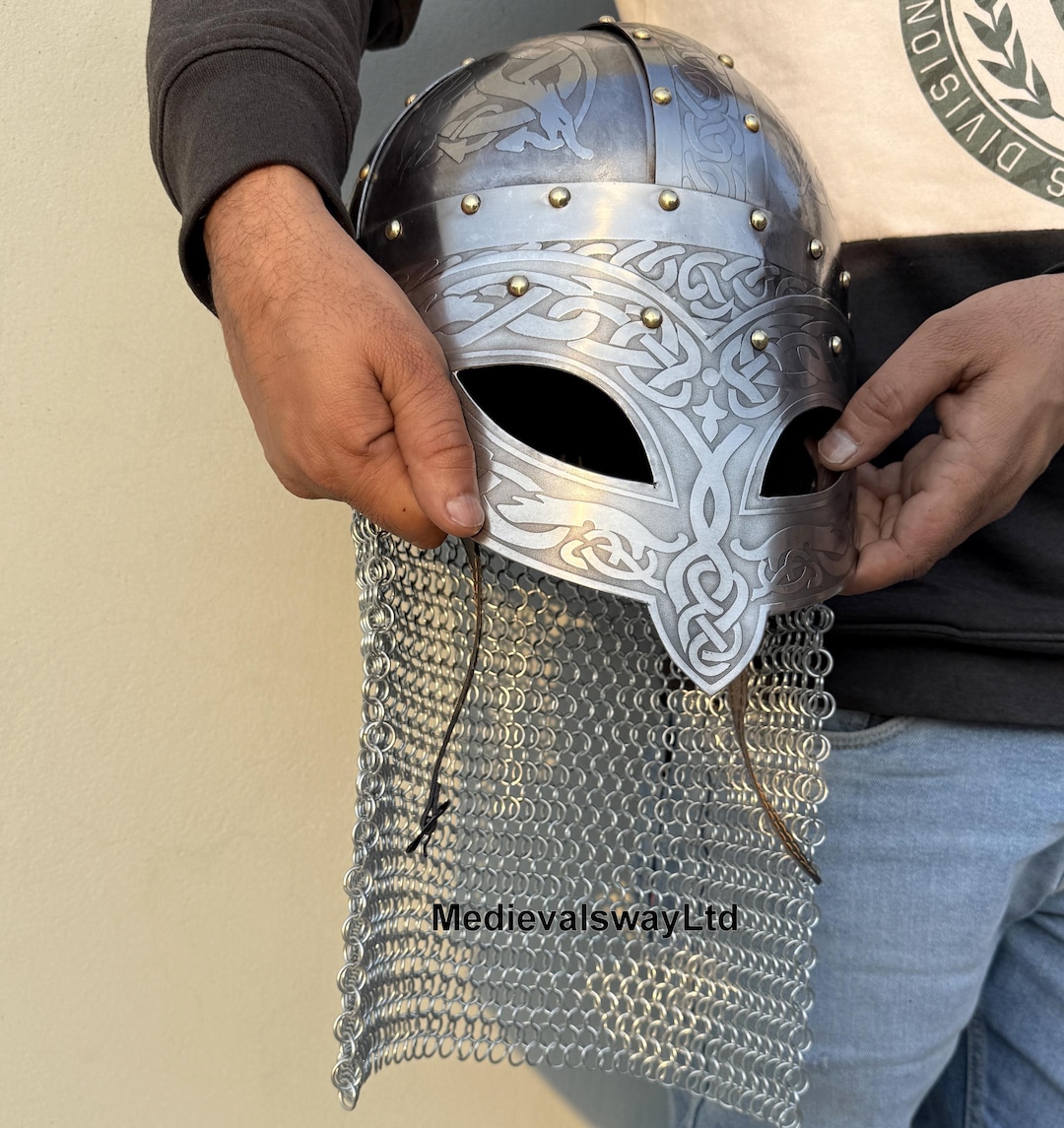 Gjermunbu Viking Gjermundbu Helmet | Authentic Etched Norse Warrior Battle Helmet ...