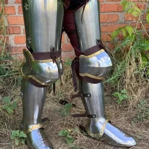 Gothic Leg Armor Steel Greaves  | Steel Gothic Leg Guards | German Gothic Knight Leg Armor | Steel Plate Protection for Cosplay & Display