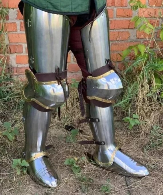 Gothic Leg Armor Steel Greaves  | Steel Gothic Leg Guards | German Gothic Knight Leg Armor | Steel Plate Protection for Cosplay & Display
