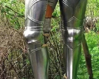 Gothic Ritter Bein Rüstung | Gothic Beinschützer aus Stahl | Handgefertigte Mittelalterliche Rüstung für Reenactment | Beinschutz aus LARP für Cosplay