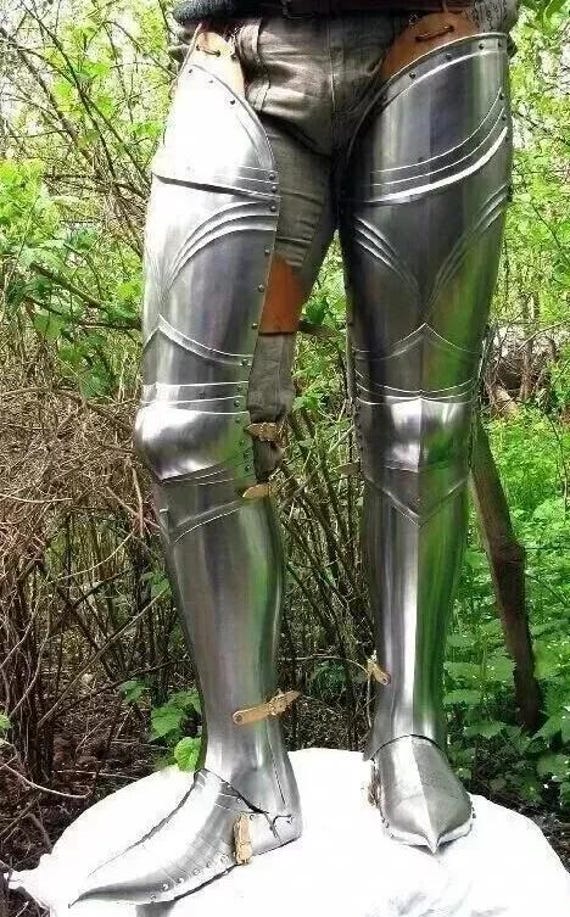 German Gothic Knight Leg Armor | Full Steel Gothic Leg Guards | Handmade Medieval Armor for Reenactments | LARP Leg Armor For Cosplay