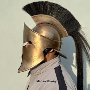 Spartan Helmet Full Size Ancient Greek Warrior Helmet Battle Ready Helmet With Stand And Leather Liner | Helmet For LARP Roleplay Costume image 7