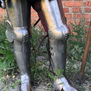 Steel Warrior Wearable Leg Armor Full Set Knight Upper Leg, Greaves, Sabatons | LARP Combat Leg Armor With Sabatons And Greaves