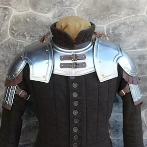 Pauldrons And Gorget Armor Set Larp Reenactment Cosplay Costume Shoulder And Gorget | Steel Armor Shoulder With Gorget