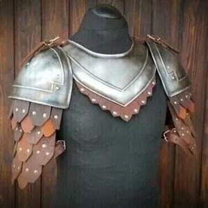 Knight Armor Pair Of Pauldrons And Gorget | SCA LARP Costume Armor Steel Shoulder With Gorget | Shoulder Protection For LARP And Reenactment