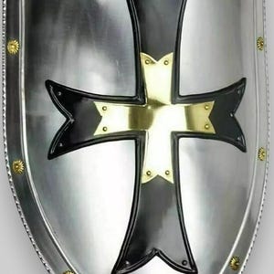 Crusader Knight Shield Functional And Decorative Armor Shield | Medieval Armor Templar Cross Shield | Perfect Shield For Display And Combat