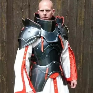 Black Suit Of Armor Combat Half Body Armor Wearable Costume | Steel Suit for Medieval Warriors | Fantasy Warrior LARP Armor