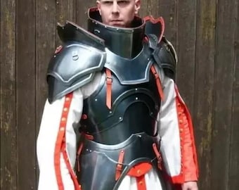 Black Suit Of Armor Combat Half Body Armor Wearable Costume | Steel Suit for Medieval Warriors | Fantasy Warrior LARP Armor