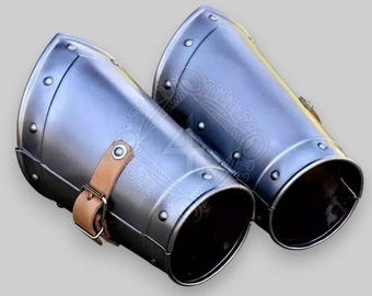 Warrior Larp Steel Pair Of Bracers | Armor Hand Guard For LARP Costume | Arm Guard Armor For Cosplay & Reenactment