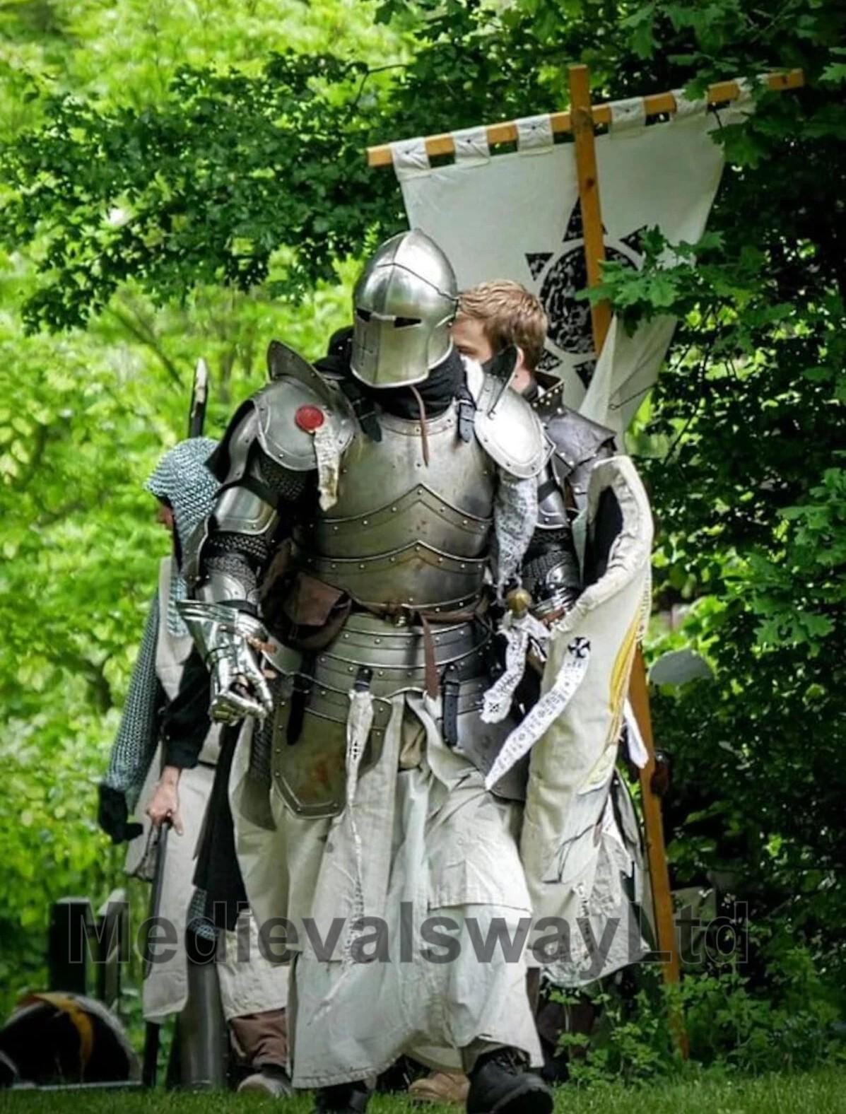 Barbute Full Armor Suit | Full Body Plate Armor For Medieval Reenactment And Cosplay | Barbuta Knight | Steel Cosplay Outfit For Reenactment