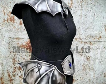 Medieval Female LARP Costume | Steel Fantasy Shoulders Armor And Belt | Vampire Queen Armor Set | Queen Shoulder And Waist Armor For LARP