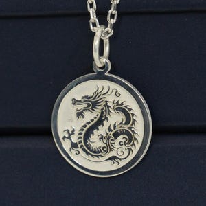 Silver Dragon Necklace , Personalized Chinese Dragon Pendant, Dragon Zodiac Pendant Dragon  Gold , Chinese Mythology Charm , Birthday Gift