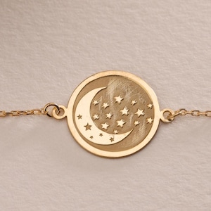 Silver Moon Star Bracelet , Moon Bracelet , Moon Star Bracelet, 925K Silver Minimalist Crescent Bracelet, Bracelet Gifts , Birthday Gift Mom