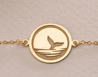 Silver Whale Tail Bracelet , Personalized Whale Tail Bracalet , Silver Minimalist Whale Jewelry , Birthday Gift Her , Birthday Gift Mom