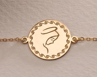 Silver Virgin Mary Bracelet , Dainty Virgin Mary Bracelet , 925K Minimalist Virgin Mary Bracelet, Religious Jewelry Gifts ,Birthday Gift Mom