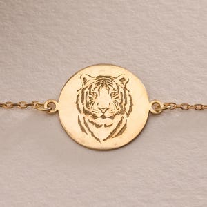 Silver Tiger Bracelet , Personalized Tiger Bracalet , Animal Jewelry , Minimalist Tiger Charm Jewelry ,Birthday Gift Her ,Birthday Gift Mom