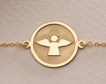 Bracciale con angelo in argento, Bracciale con angelo, Bracciale con ali d'angelo minimaliste in argento 925K, Regali con gioielli a forma di angelo, Regalo in argento, Regalo di compleanno per la mamma