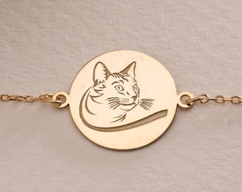 ブラックトルマリンブレスレット：スターリングシルバーの「月の猫