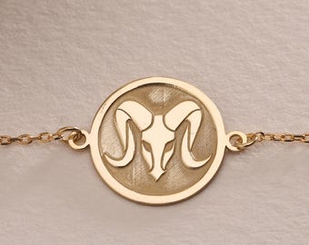 Silver Aries Zodiac Bracelet , Ram Bracelet Charm, Astrology Jewelry, Dainty Ram Charm, Birthday Gift, Star Sign Jewelry , Birthday Gift Mom
