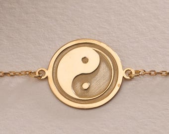 Silver Yin Yang Medallion Bracelet, Personalized Ying Yand Charm, Yoga Jewelry, Balance Bracelet, Meditation Jewelry , Birthday Gift Mom