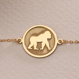 Silver Gorilla Bracelet , Personalized Gorilla Bracalet ,Silver Minimalist Monkey orangutans Jewelry , Birthday Gift Her , Birthday Gift Mom