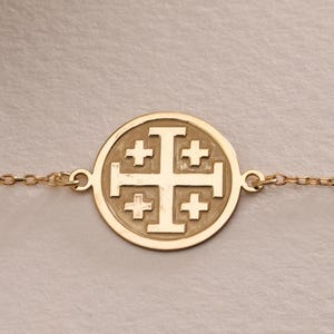 Silver Jerusalem Cross Bracelet , Dainty Cross Bracelet , 925K Silver Minimalist Cross Bracelet, Religious Jewelry , Cross Birthday Gift Mom