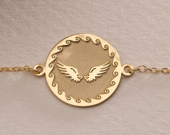 Bransoletka ze skrzydłami anioła ze srebra, Bransoletka ze skrzydłami anioła, Bransoletka ze skrzydłami anioła ze srebra 925K, Minimalistyczna bransoletka ze skrzydłami anioła, Prezenty z biżuterią anioła, Prezent urodzinowy dla mamy