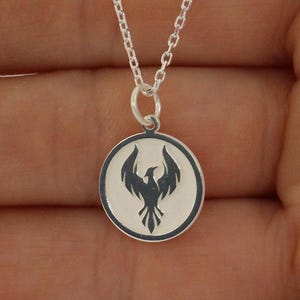 Silver Phoenix Firebird Necklace, Personalized Phoenix , Phoenix Bird Charm, Simurgh Necklace , Birthday Gift for Women - Men, Gift for Mom
