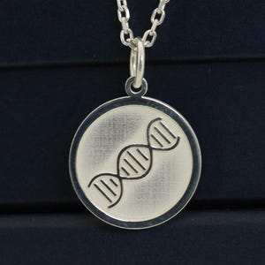 Silver DNA Necklace, Personalized DNA Pendant, Biology Gift, Double Helix Charm Jewelry, Science Gift, Disc DNA Doctor Gift , Birthday Gift