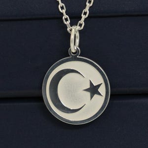 Silver Moon And Star Necklace, Personalized Moon And Star Pendant, Moon And Star Jewelry, Celestial Gift, Gift for women Birthday Gift Mom