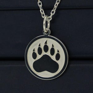 Silver Bear Paw Necklace, Personalized Bear Paw Pendant, Animal Jewelry, Bear Paw Necklace, Paw Charm , Animal Print , Birthday Gift