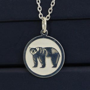 Silber Bär Charm Halskette, Bär Charm Schmuck, Familie Halskette, Grizzly Bär Medaillon, Tier Geschenk Schmuck, Geburtstagsgeschenk