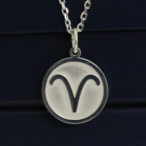 Silver Aries Zodiac Necklace, Aries Symbol Pendant, Zodiac Solid Gold, Personalized Aries Sign Zodiac Pendant, Custom Zodiac , Birthday Gift