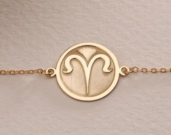 Silver Aries Zodiac Bracelet, Custom Ram Charm, Astrology Jewelry, Dainty Ram Charm, Birthday Gift, Star Sign Jewelry , Birthday Gift Mom