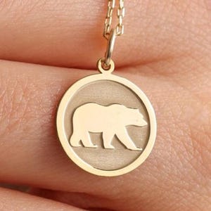 Silber Bär Charm Halskette, Bär Charm Schmuck, Familie Halskette, Grizzly Bär Medaillon, Tier Geschenk Schmuck, Geburtstagsgeschenk