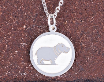Nilpferd Anhänger 925 Sterling Silber Halskette - Niedlicher Nilpferd Schmuck für Frauen, Minimalistische Tier Charm Halskette, Einzigartiges Geschenk für Naturliebhaber