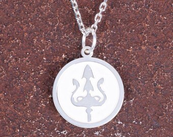 Collar de plata de ley 925 con símbolo de tridente: colgante de poder y fuerza, joyería de mitología minimalista, regalo de plata para ella.