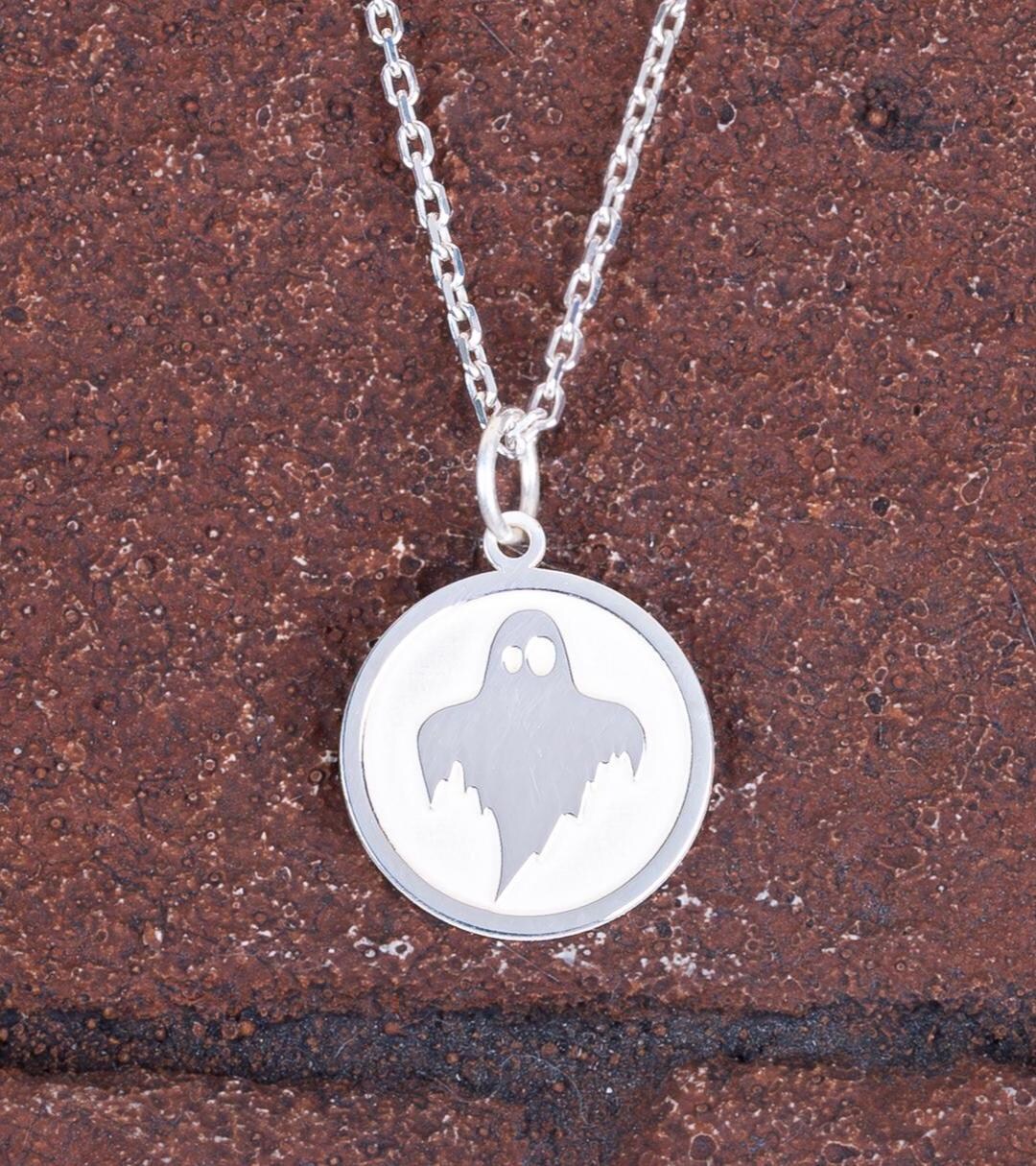 Ghost Necklace 925K Sterling Silver | Cute Spirit Pendant for Women ...