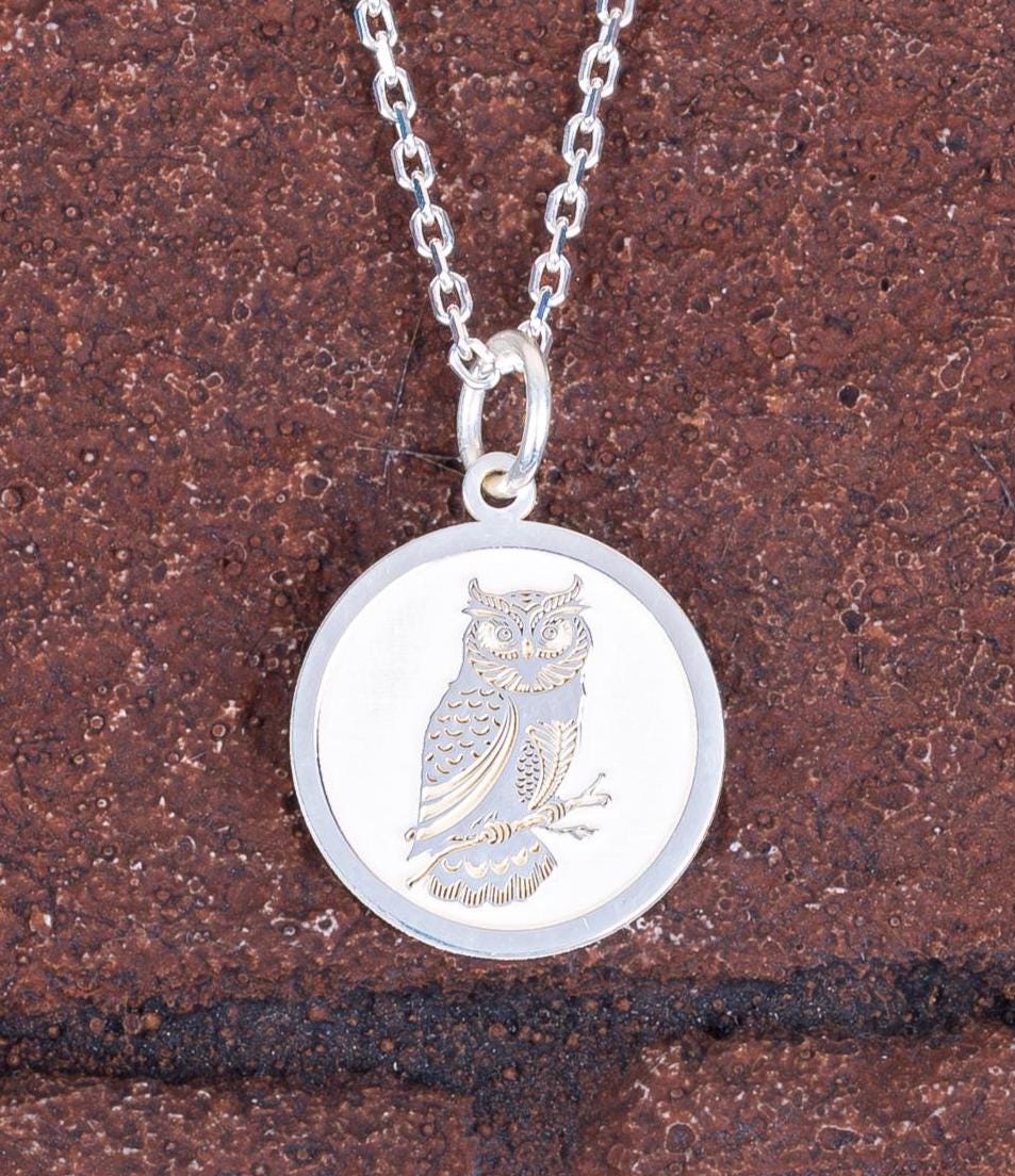 Owl Necklace &bull; 925 Sterling Silver Owl Pendant &bull; Symbol of Wisdom & Insight &bull; Nat