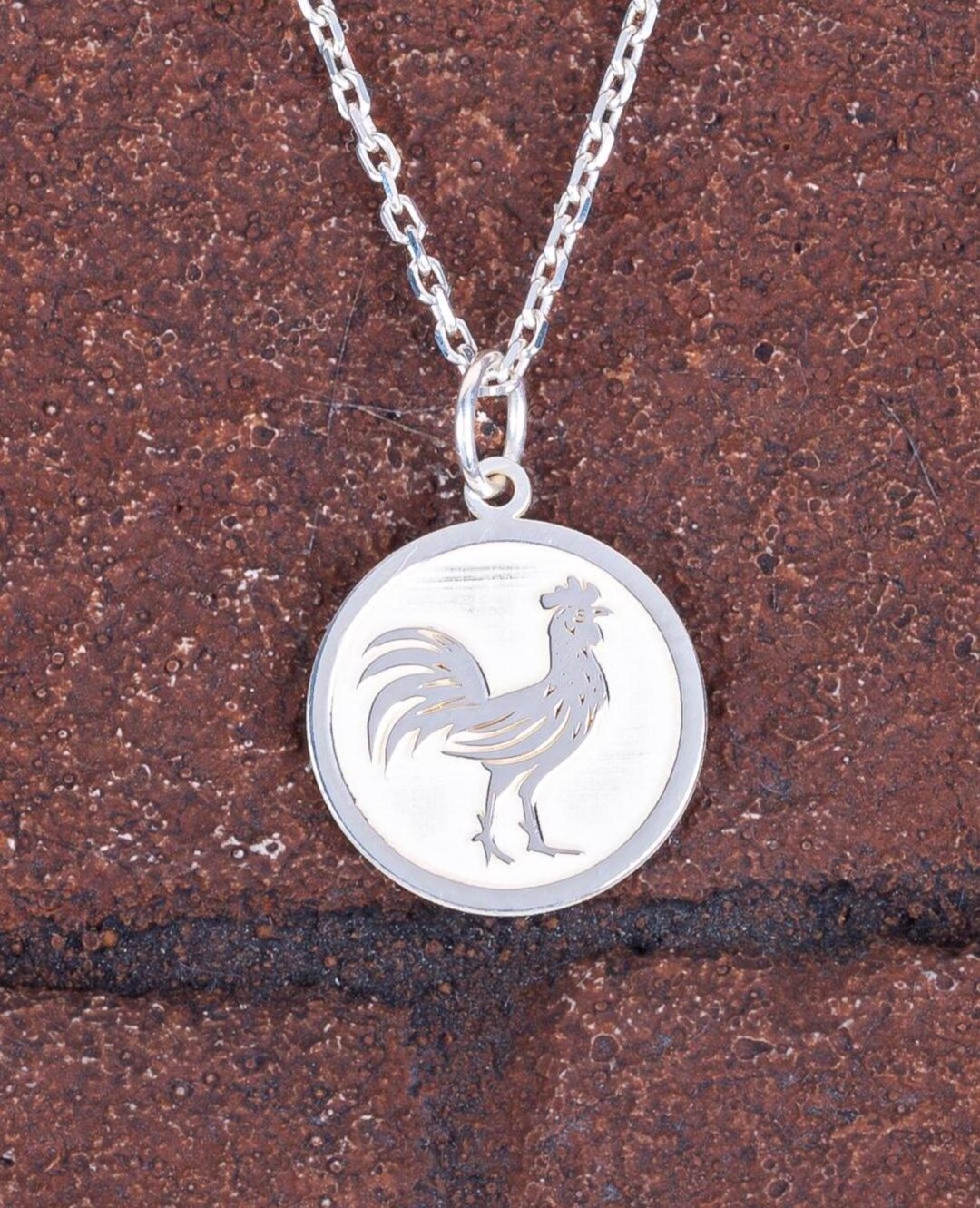 Pendant Ranch Sign Rooster Necklace • 925 Sterling Silver Rooster Pendant • Farm Animal ...