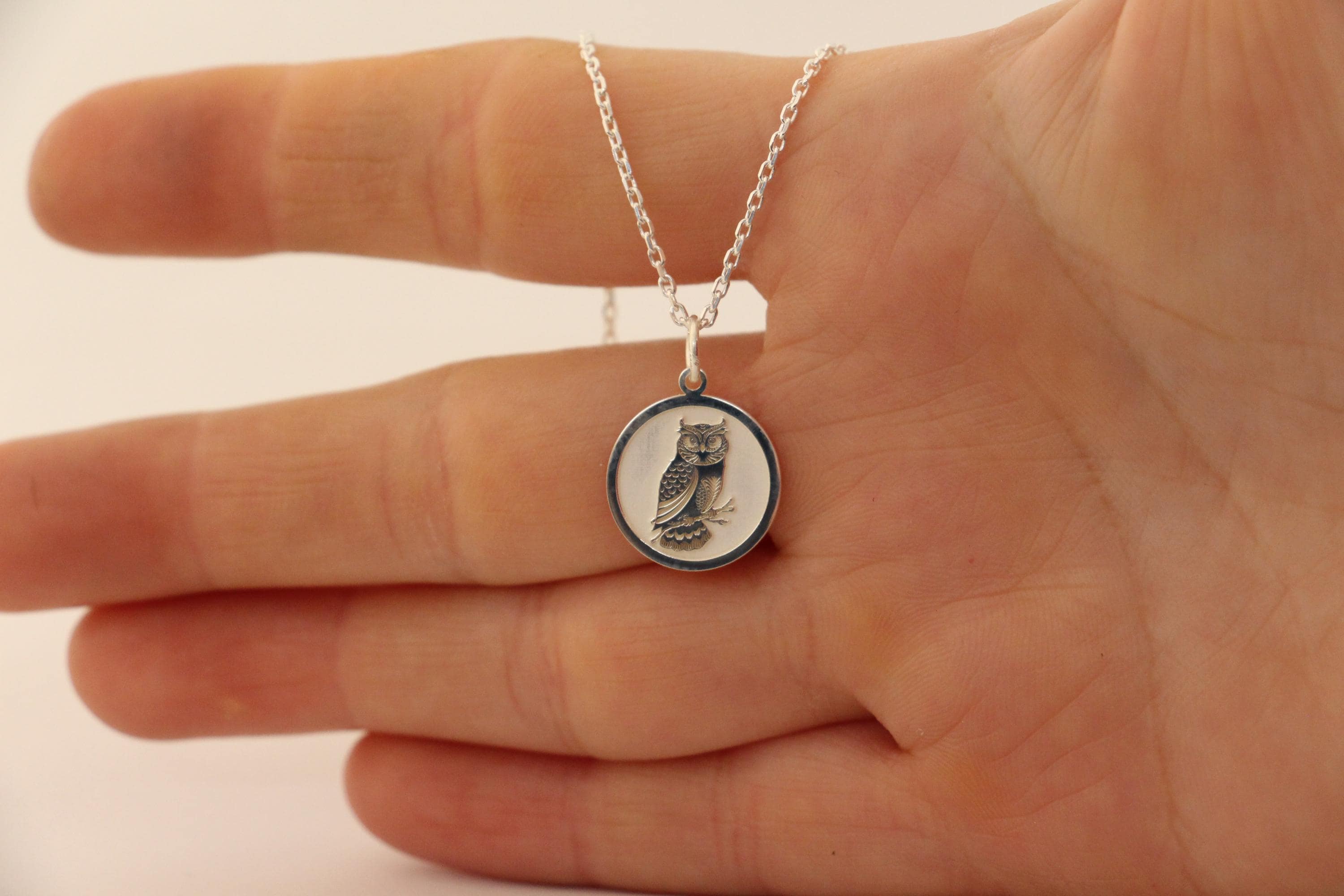 Silver Owl Necklace, Personalized Owl Pendant, Dainty Owl Jewelry, Animal Wisdom Symbol, Owl Gold Co