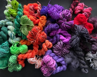 Monster Mash - Random Mix Mini Skein Runts in Halloween Colours / hand dyed superwash merino sock wool / sock yarn / Weavers Creativity Pack