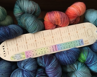 Enhanced Socker's Rule  / Birch Wood Sock Measuring Aid / Ruler / Made in the UK / Needle Gauge / UK & EUR Sizes / Toe Up or Cuff Down Socks