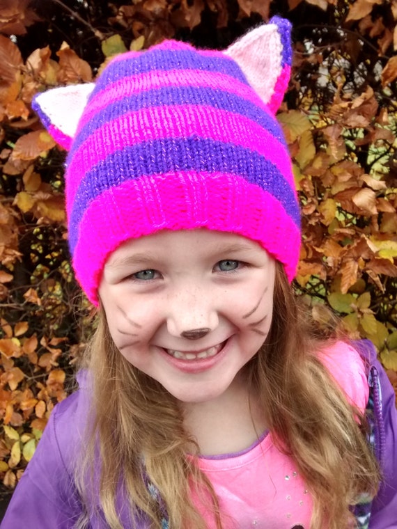 Multi-size Cat Hat and Tail Pattern Adult, Teen, Toddler Knit