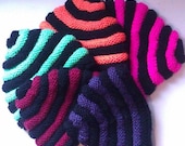 Striped Baby Beanie / Hand Knit Hat  / Halloween  Costume / AlternativeGift / Goth Baby / Punk Rock / Steampunk - 6 to 12 months