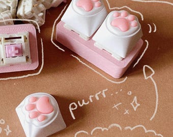 Paw buttons keychain pink fidget