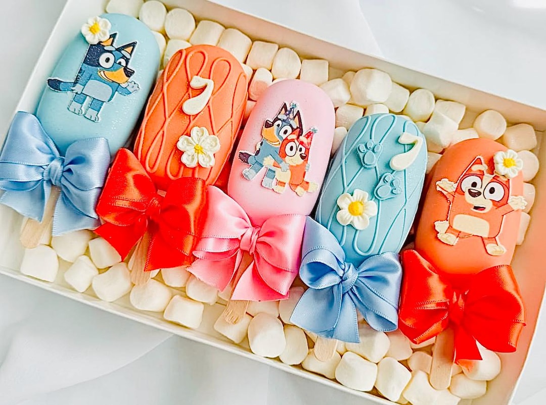 Blue Dog Puppy Bluey Chocolate Treats Dipped Drizzled Pretzels Rice ...