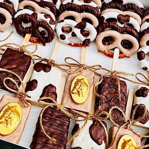 Kentucky Derby Cowboy Western Chocolate Treats Dipped Drizzled Pretzels Rice Krispies Cakepop Cakesicle Oreos Baby Shower Birthday Boots Hat